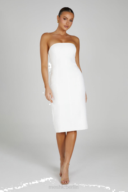 Kleidung Meshki Marianne trägerloses Krepp-Midikleid Weiß 2F8B144