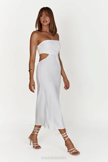 Kleidung Meshki Marlow-Leinen-Midikleid Weiß 2F8B564