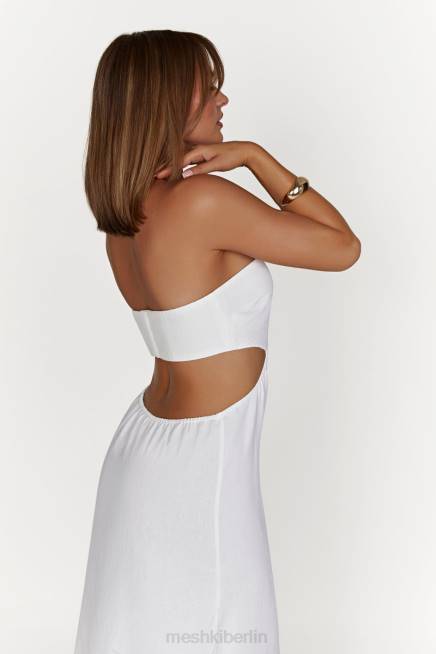 Kleidung Meshki Marlow-Leinen-Midikleid Weiß 2F8B564