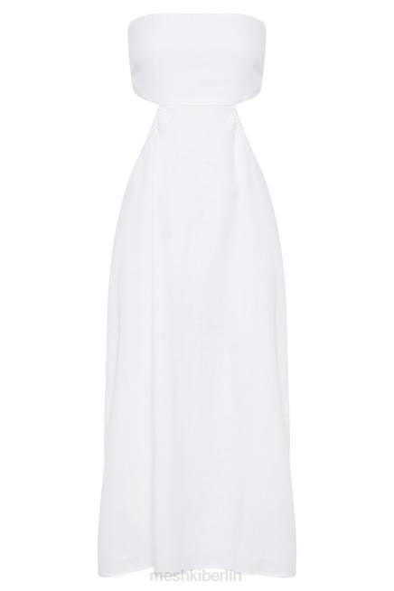 Kleidung Meshki Marlow-Leinen-Midikleid Weiß 2F8B564