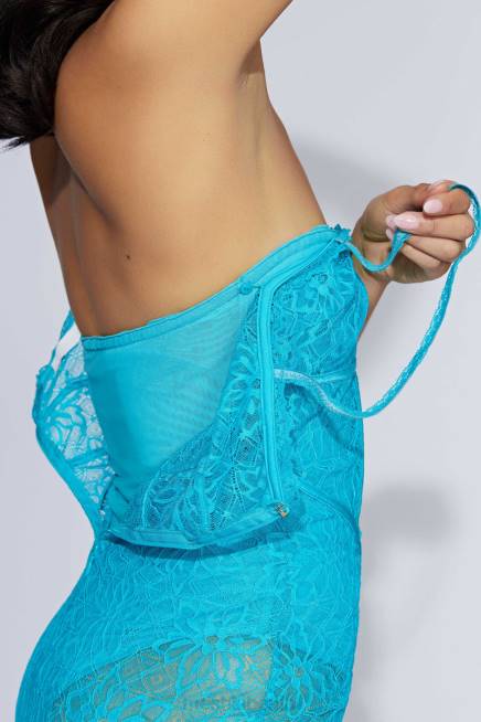 Kleidung Meshki Mathilde Spitzenkorsett-Midikleid Aquamarin 2F8B651