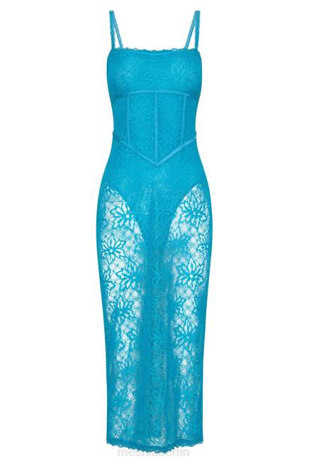 Kleidung Meshki Mathilde Spitzenkorsett-Midikleid Aquamarin 2F8B651