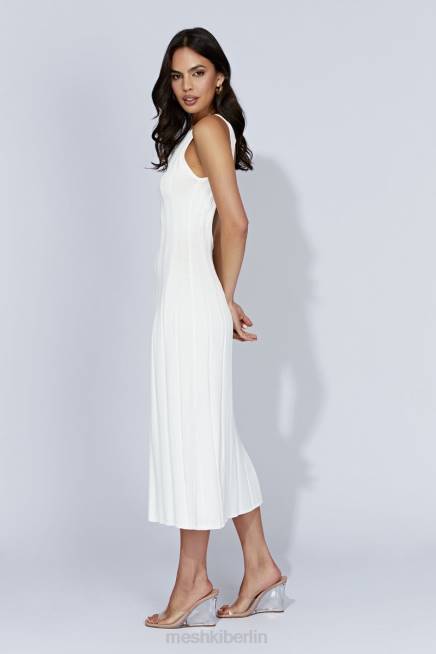 Kleidung Meshki Midikleid mit Schlüssellochmuster und Aspen-Rücken Weiß 2F8B440