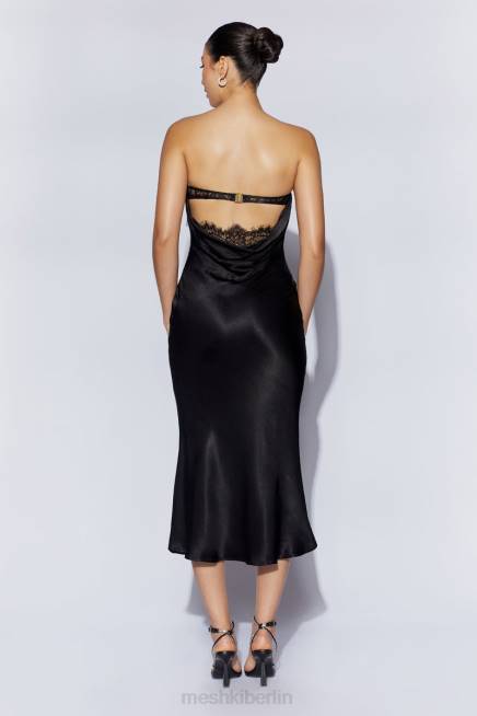 Kleidung Meshki Mischa trägerloses Midikleid mit Spitzendetails Schwarz 2F8B464