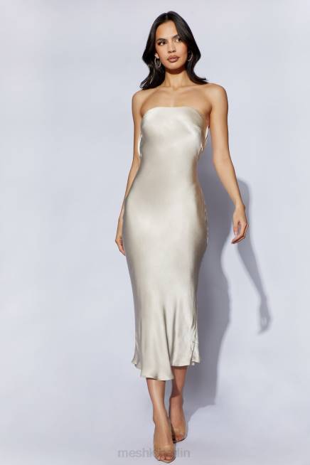 Kleidung Meshki Mischa trägerloses Midikleid mit Spitzendetails Sekt 2F8B31