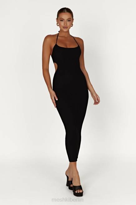 Kleidung Meshki Morgan Neckholder-Strick-Midikleid Schwarz 2F8B491