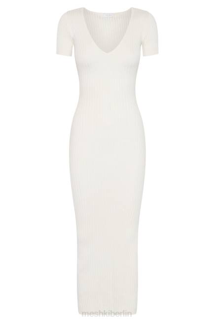 Kleidung Meshki Nina kurzärmliges Strick-Midikleid Weiß 2F8B488