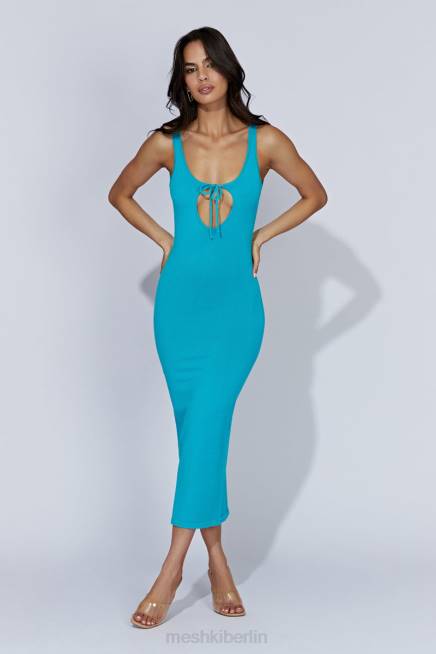 Kleidung Meshki Nola Strick-Midikleid mit Cut-Outs Aquamarin 2F8B662