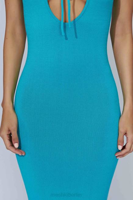 Kleidung Meshki Nola Strick-Midikleid mit Cut-Outs Aquamarin 2F8B662