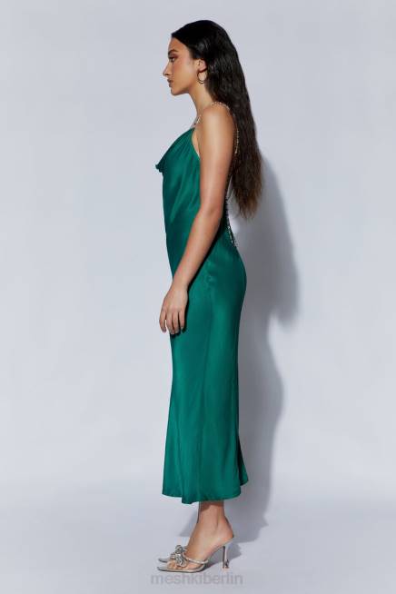 Kleidung Meshki Rasta-Midikleid mit Wasserfallausschnitt und Strassträgern Smaragd 2F8B516