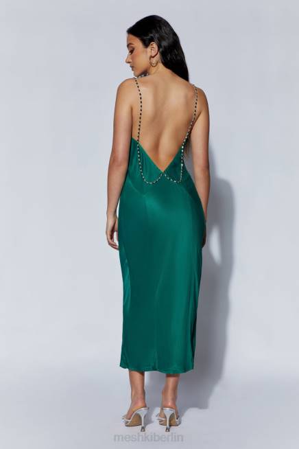 Kleidung Meshki Rasta-Midikleid mit Wasserfallausschnitt und Strassträgern Smaragd 2F8B516