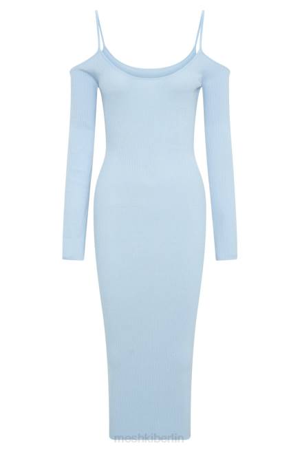 Kleidung Meshki Schulterfreies Midikleid aus Shea-Strick puderblau 2F8B439