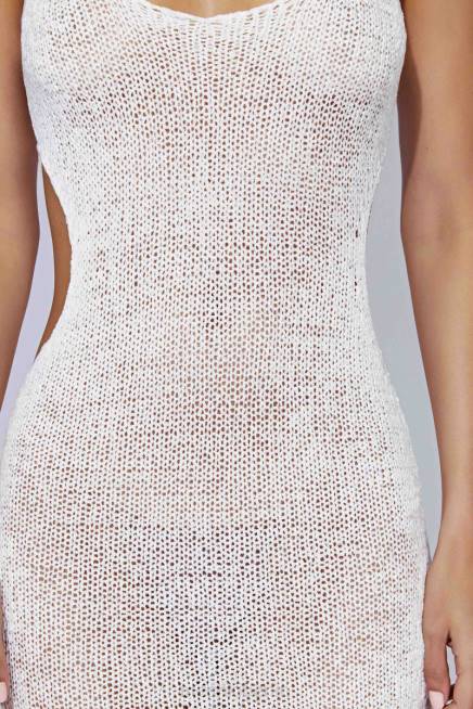 Kleidung Meshki Shae Strick-Midikleid mit U-Ausschnitt Weiß 2F8B274