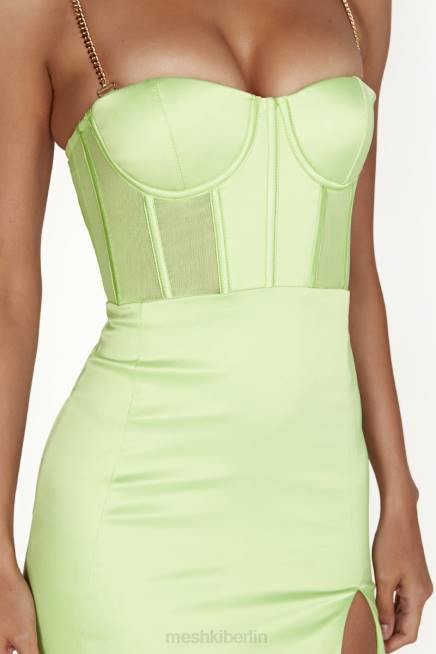 Kleidung Meshki Talisa Midikleid mit seitlich geteiltem Korsett und Kettenriemen Pistaziengrün 2F8B612