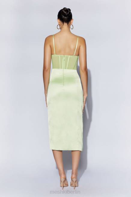 Kleidung Meshki Talisa Midikleid mit seitlich geteiltem Korsett und Kettenriemen Pistaziengrün 2F8B612