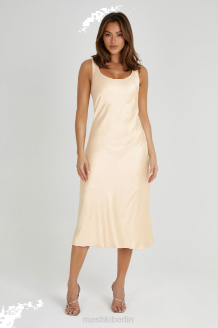 Kleidung Meshki Tamara schillerndes Slip-Midikleid aus Satin Aprikose 2F8B292