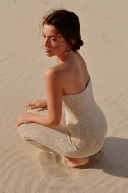 Kleidung Meshki Trägerloses Midikleid aus Bandgarn von Friya Weizen 2F8B566