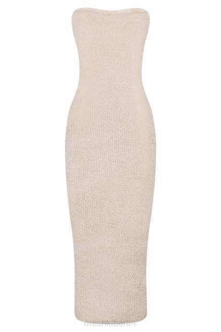 Kleidung Meshki Trägerloses Midikleid aus Bandgarn von Friya Weizen 2F8B566