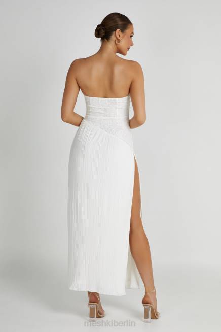 Kleidung Meshki Trägerloses Midikleid aus Spitze mit Plissee von Skye Weiß 2F8B305