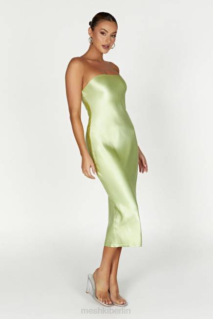 Kleidung Meshki Tyler trägerloses Midikleid aus Satin Pistaziengrün 2F8B343