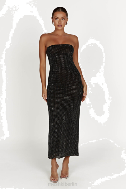 Kleidung Meshki Waverly trägerloses Midikleid mit Strassbesatz Schwarz 2F8B359