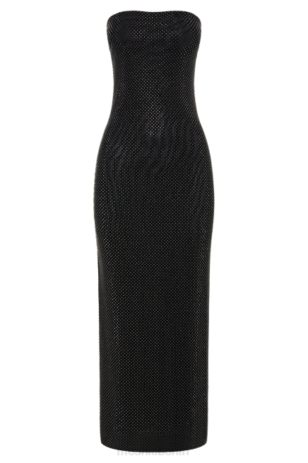 Kleidung Meshki Waverly trägerloses Midikleid mit Strassbesatz Schwarz 2F8B359