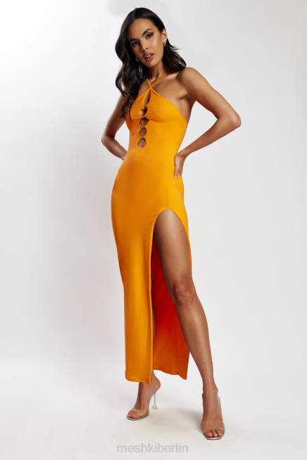 Kleidung Meshki ally perlenbesetztes Neckholder-Midikleid Mandarine 2F8B731