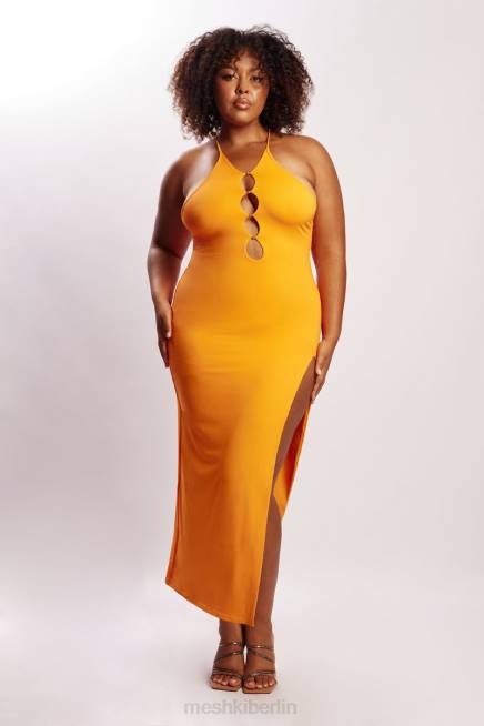 Kleidung Meshki ally perlenbesetztes Neckholder-Midikleid Mandarine 2F8B731