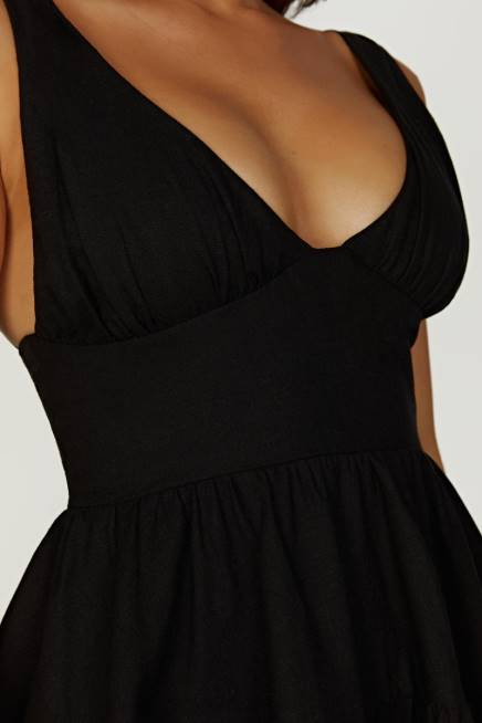 Kleidung Meshki Aurelia Leinen-Minikleid Schwarz 2F8B212