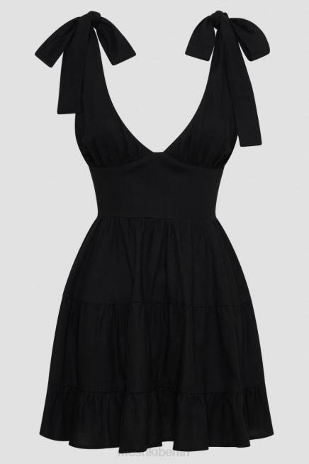 Kleidung Meshki Aurelia Leinen-Minikleid Schwarz 2F8B212