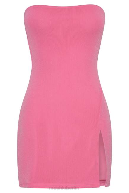 Kleidung Meshki Aurelie trägerloses, geteiltes Minikleid Kaugummirosa 2F8B609