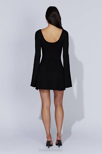 Kleidung Meshki Birdie-Strick-Minikleid mit langen Ärmeln Schwarz 2F8B426