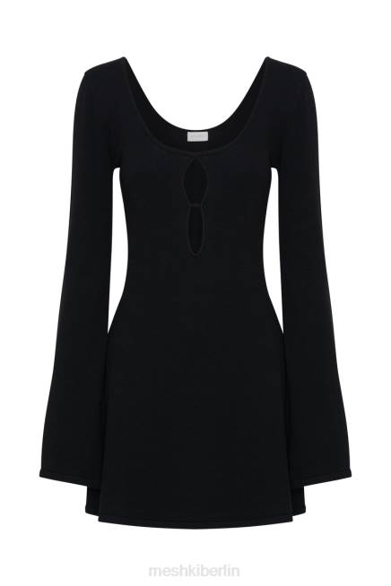 Kleidung Meshki Birdie-Strick-Minikleid mit langen Ärmeln Schwarz 2F8B426