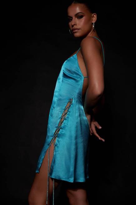 Kleidung Meshki Briah Diamant-Seil-Minikleid Cyan-Blau 2F8B630