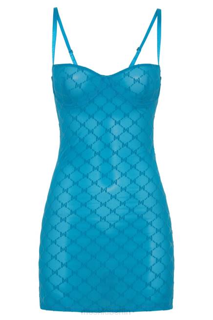 Kleidung Meshki Cherie Mesh-Monogramm-Minikleid Aquamarin 2F8B694