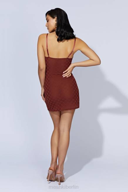 Kleidung Meshki Cherie Mesh-Monogramm-Minikleid Kirschschokolade 2F8B547