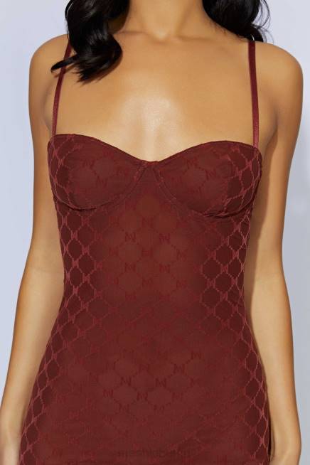 Kleidung Meshki Cherie Mesh-Monogramm-Minikleid Kirschschokolade 2F8B547