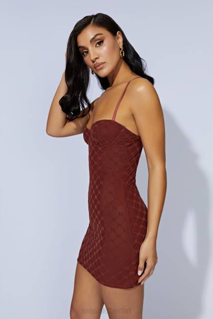 Kleidung Meshki Cherie Mesh-Monogramm-Minikleid Kirschschokolade 2F8B547