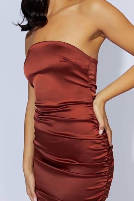 Kleidung Meshki Corinne gerafftes Minikleid Kirschschokolade 2F8B611