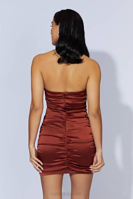 Kleidung Meshki Corinne gerafftes Minikleid Kirschschokolade 2F8B611