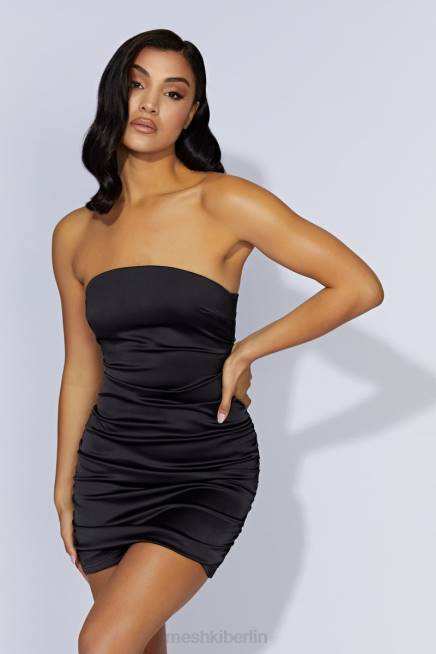 Kleidung Meshki Corinne gerafftes Minikleid Schwarz 2F8B628