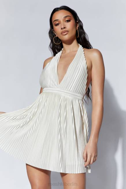 Kleidung Meshki Darya plissiertes Mini-Neckholder-Kleid Weizen 2F8B665