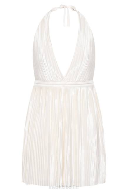 Kleidung Meshki Darya plissiertes Mini-Neckholder-Kleid Weizen 2F8B665