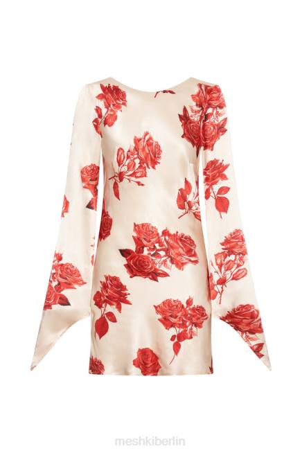 Kleidung Meshki Davina Satin-Minikleid mit langen Ärmeln Rosendruck 2F8B258