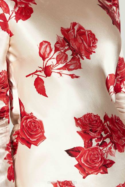 Kleidung Meshki Davina Satin-Minikleid mit langen Ärmeln Rosendruck 2F8B258