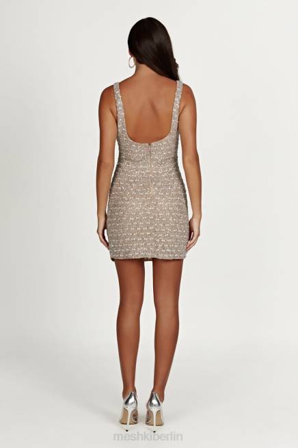 Kleidung Meshki Elianna verziertes Minikleid Silber 2F8B474