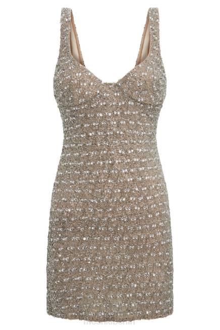 Kleidung Meshki Elianna verziertes Minikleid Silber 2F8B474