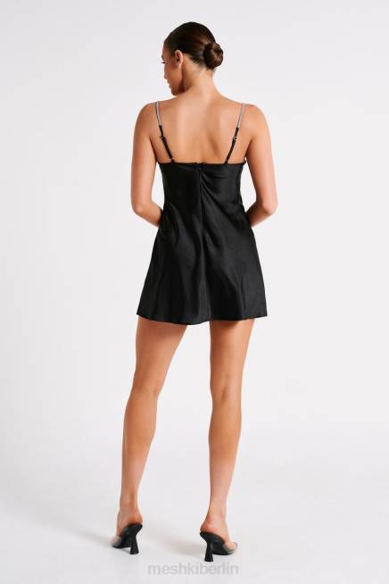 Kleidung Meshki Elora-Satin-Minikleid mit Körbchen und strassbesetztem Seil Schwarz 2F8B34