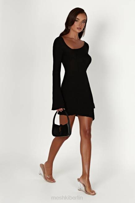 Kleidung Meshki Ember Dry Handle Strick-Minikleid Schwarz 2F8B365