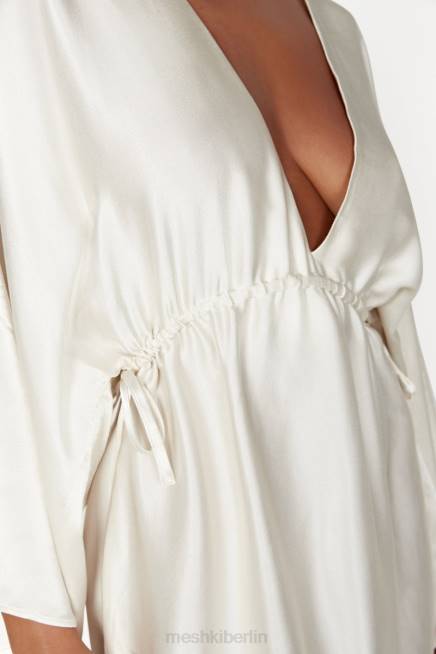 Kleidung Meshki Esmerlda plissiertes Kimono-Minikleid Elfenbein 2F8B563